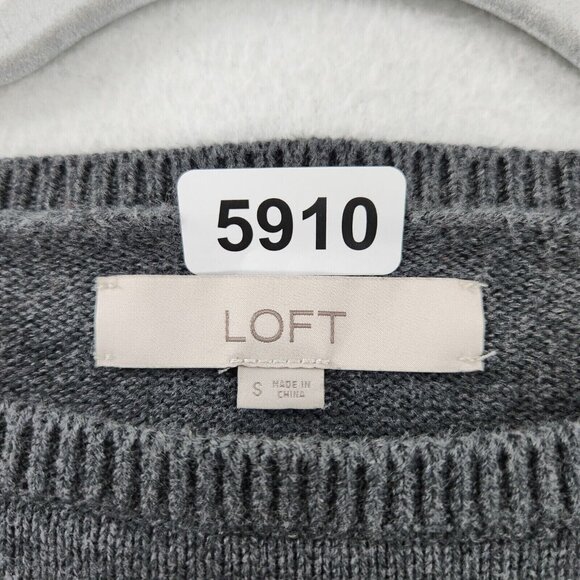 Ann Taylor LOFT Sweater Womens Small Gray Lightweight Cotton Floral Embroidered - Picture 7 of 9